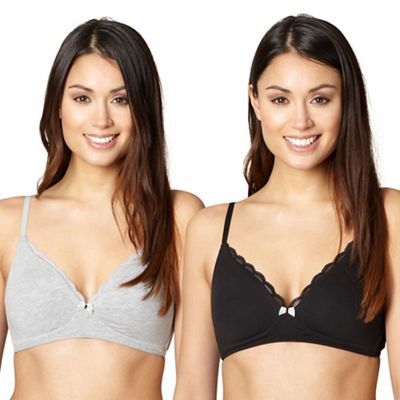 Pack of two grey non wired bras